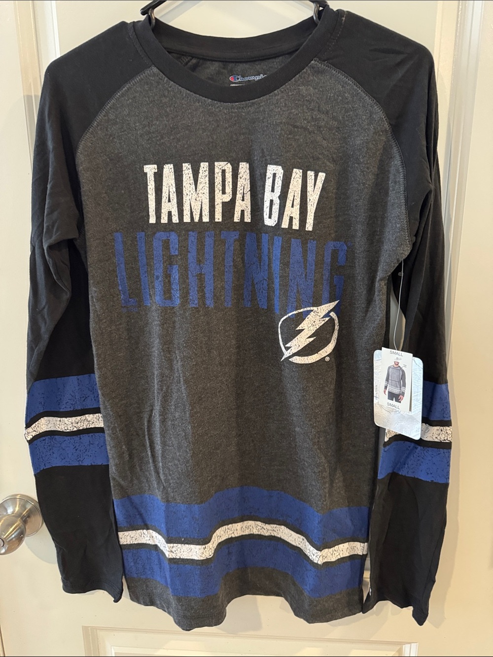 Champion Tampa Bay Lightning Long Sleeve Tee - Black & Charcoal with Blue